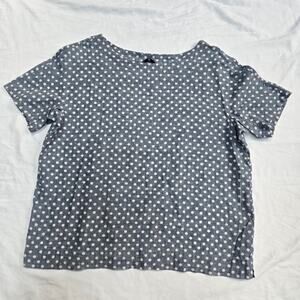 45 RPM x Umii 908 Made In Japan 100% Cotton Short Sleeve Blue Polka Dot Blouse